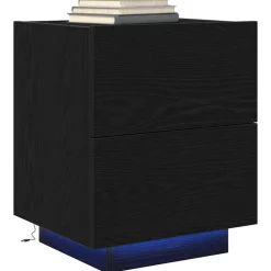 Discount vidaXL Nattduksbord med låda 45 x 40 x 55 cm Konstruerat trä Svart ek
