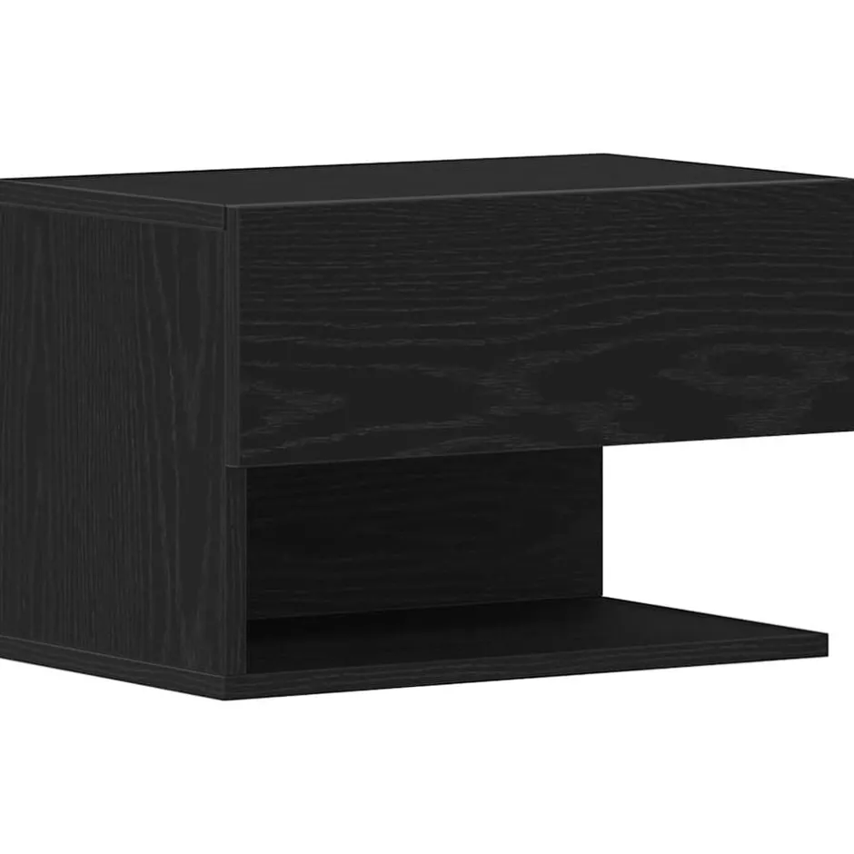 New vidaXL Nattduksbord med låda 46 x 30 x 30 cm Konstruerat trä Svart ek