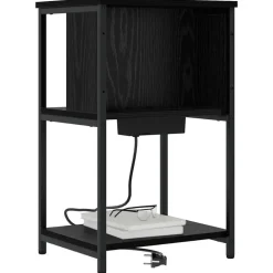 vidaXL Nattduksbord Svart Ek 38 x 31 x 61 cm Konstruerat trä