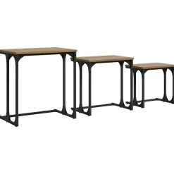 vidaXL Nesting Kaffe Bord 3 pcs artisan ek Konstruerat trä