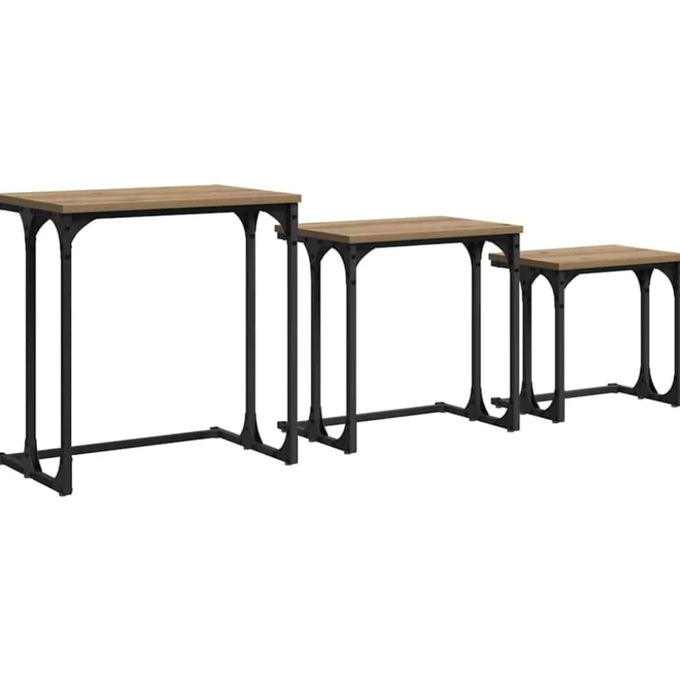 vidaXL Nesting Kaffe Bord 3 pcs artisan ek Konstruerat trä
