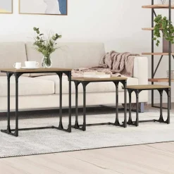vidaXL Nesting Kaffe Bord 3 pcs artisan ek Konstruerat trä