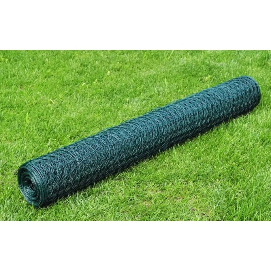vidaXL Nätstängsel stål hexagon 1x25 m mörk Grön