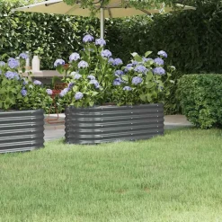 New vidaXL Odlingslåda galvaniserat stål 114x40x36 cm Antracit