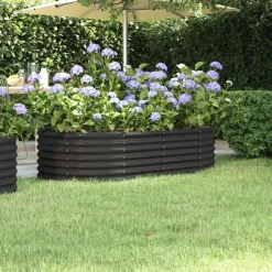 vidaXL Odlingslåda galvaniserat stål 152x80x36 cm antracit