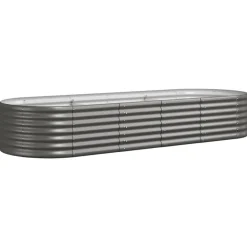 vidaXL Odlingslåda galvaniserat stål 224x80x36 cm grå