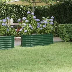 vidaXL Odlingslåda galvaniserat stål 114x40x36 cm grön