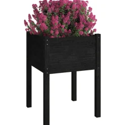 vidaXL Odlingslåda svart 50x50x70 cm massiv furu