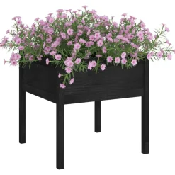 vidaXL Odlingslåda svart 70x70x70 cm massiv furu