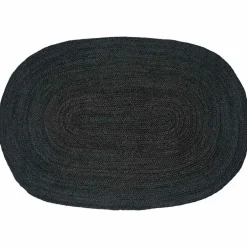 Best vidaXL Områdesmattor Oval Svart 100 x 152 cm Jute Mörkgrå