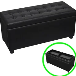 Best vidaXL Ottoman med förvaring konstläder Svart