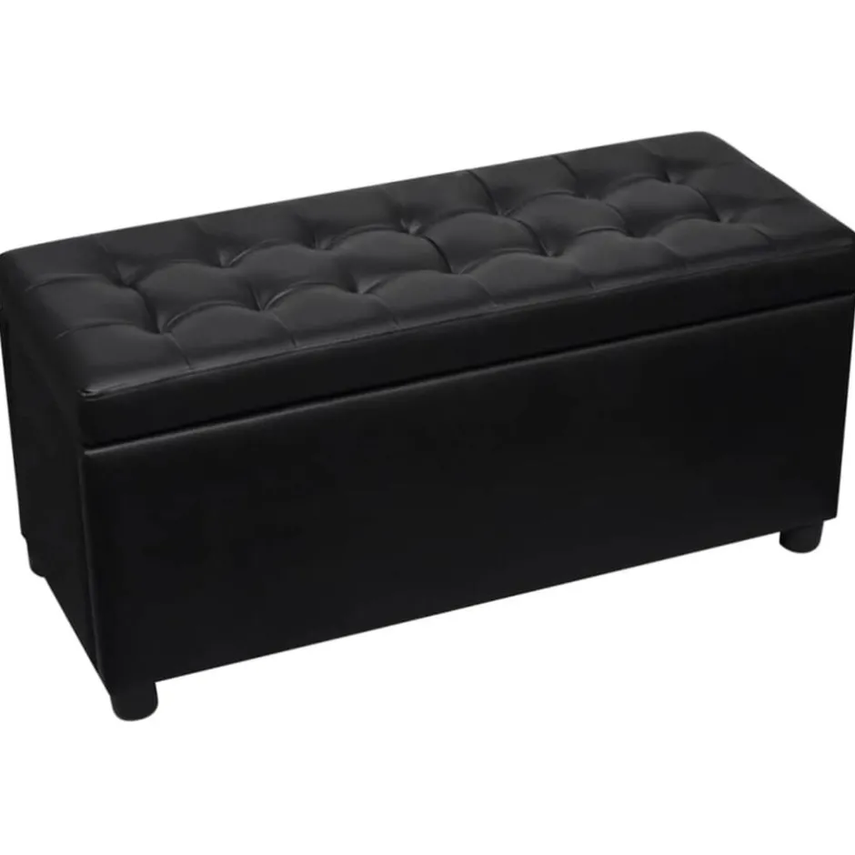 Best vidaXL Ottoman med förvaring konstläder Svart