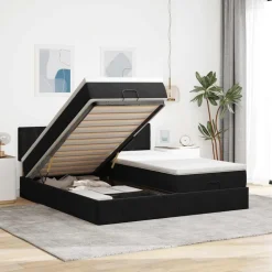 vidaXL Ottoman sängram med madrasser svart 160x200 cm sammet