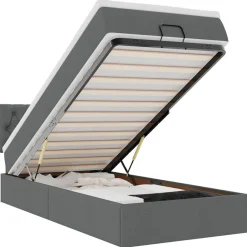 Outlet vidaXL Ottomansk säng med madrass och LED-lampor 80x200cm tyg Mörkgrå