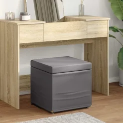 vidaXL Pall 41 x 41 x 40 cm Konstläder och konstruerat trä Grå