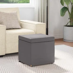 vidaXL Pall 41 x 41 x 40 cm Konstläder och konstruerat trä Grå