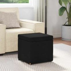 vidaXL Pall Svart 41 x 41 x 40 cm Tyg och Konstruerat Trä