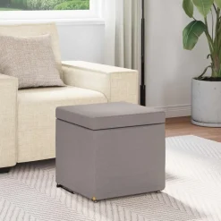 vidaXL Pall Taupe 41 x 41 x 40 cm Tyg och Konstruerat Trä