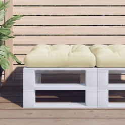 Best vidaXL Palldyna gräddvit 50x50x12 cm tyg Kräm