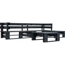 New vidaXL Pallsoffa 4 delar trä Svart