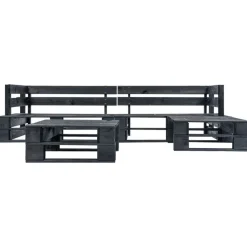 New vidaXL Pallsoffa 4 delar trä Svart
