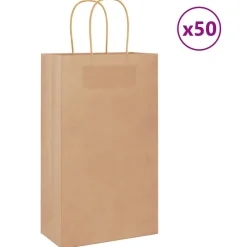 Best vidaXL Papperspåsar 50 st med handtag 21x11x36 cm Brun
