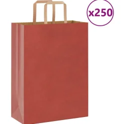 Best vidaXL Papperspåsar 250 st med handtag 26x12x35 cm Röd