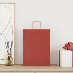 Best vidaXL Papperspåsar 250 st med handtag 26x12x35 cm Röd