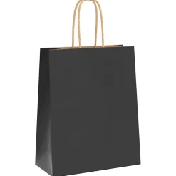 vidaXL Papperspåsar 250 st med handtag svart 18x8x22 cm