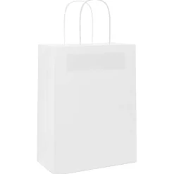 Outlet vidaXL Papperspåsar 50 st med handtag 21x11x28 cm Vit