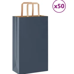 Clearance vidaXL Papperspåsar 50 st med handtag 21x11x36 cm Blå