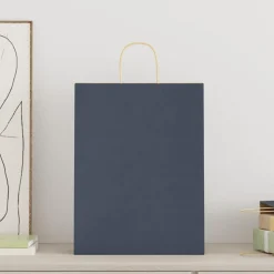 vidaXL Papperspåsar 250 st med handtag blå 32x12x42 cm