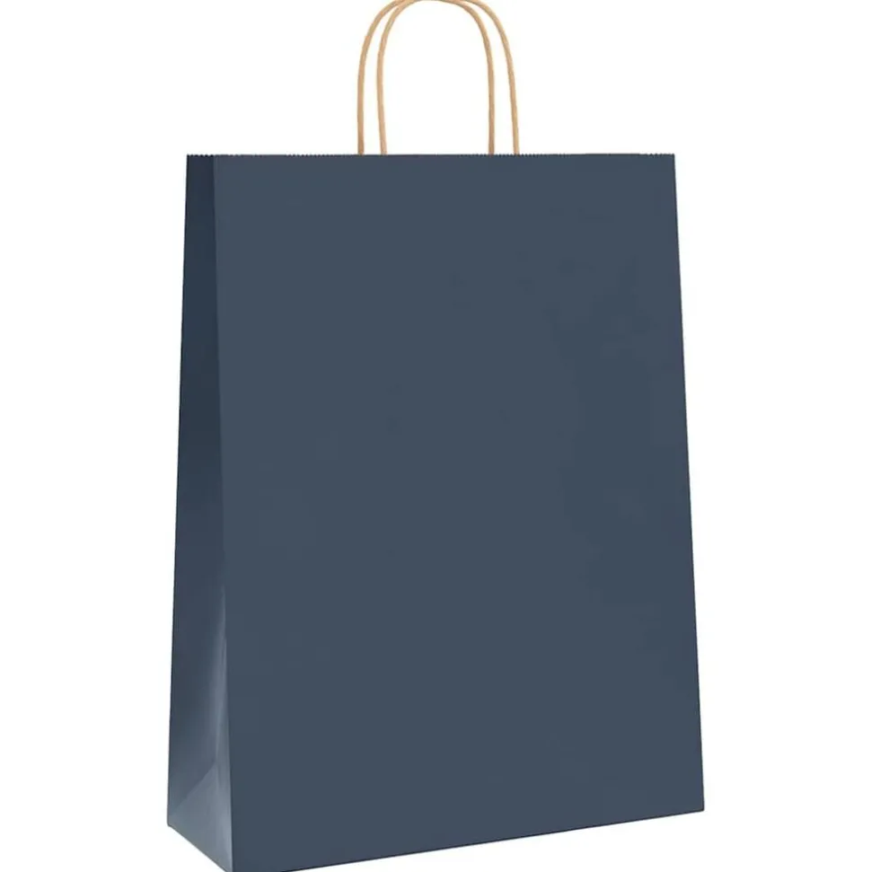 vidaXL Papperspåsar 250 st med handtag blå 32x12x42 cm