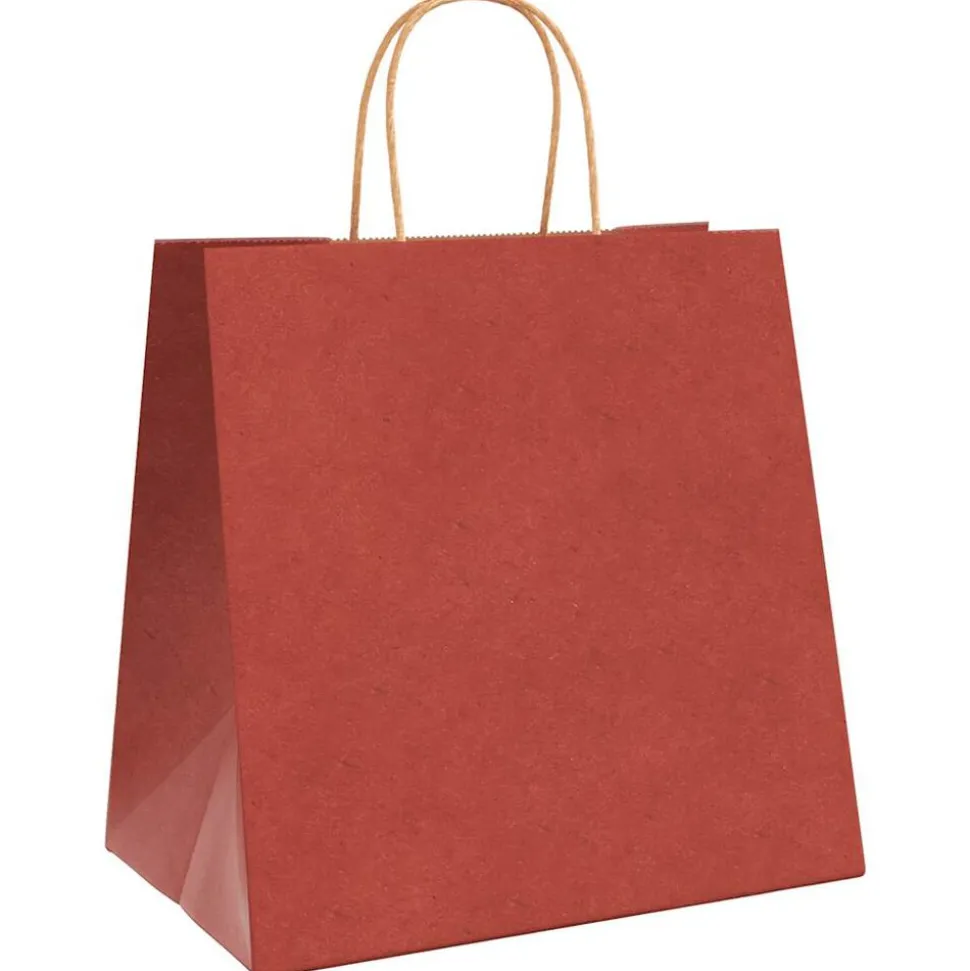 vidaXL Papperspåsar 250 st med handtag röd 26x17x25 cm