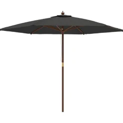 vidaXL Parasoll med trästång 299x240 cm antracit