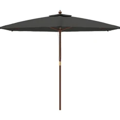 vidaXL Parasoll med trästång 299x240 cm antracit
