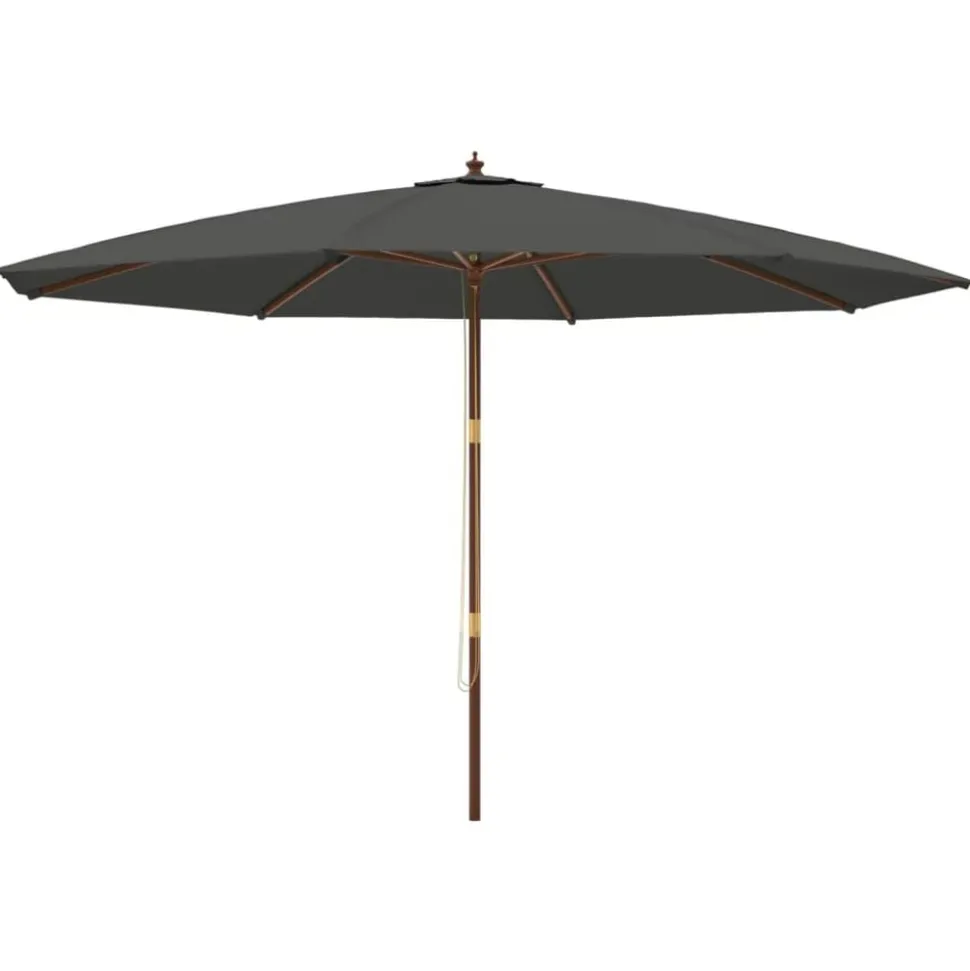vidaXL Parasoll med trästång 400x273 cm antracit