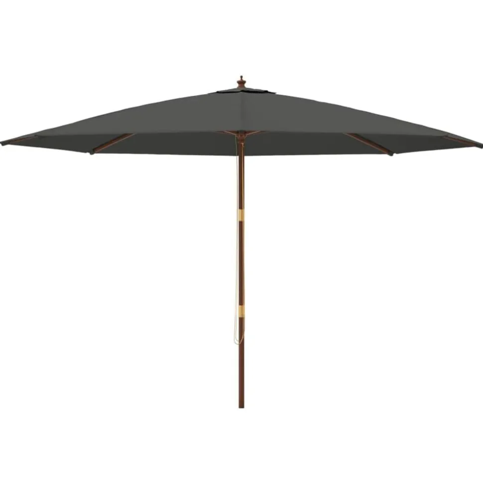 vidaXL Parasoll med trästång 400x273 cm antracit