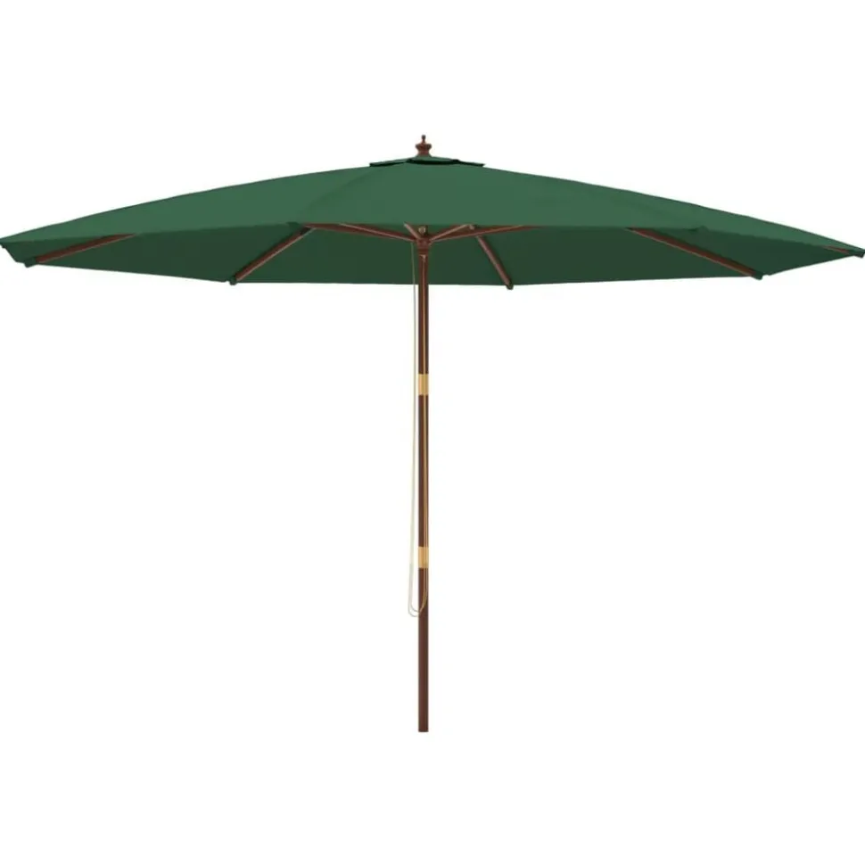 vidaXL Parasoll med trästång 400x273 cm grön