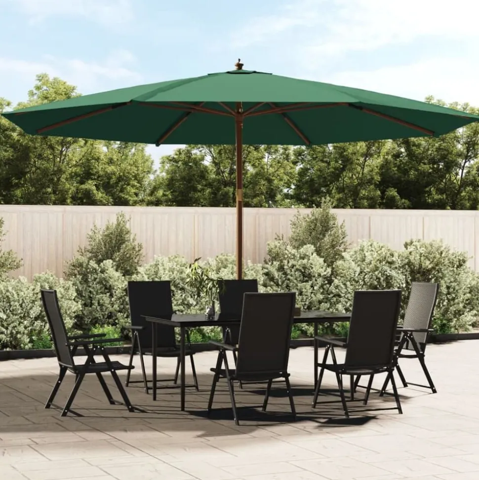 vidaXL Parasoll med trästång 400x273 cm grön