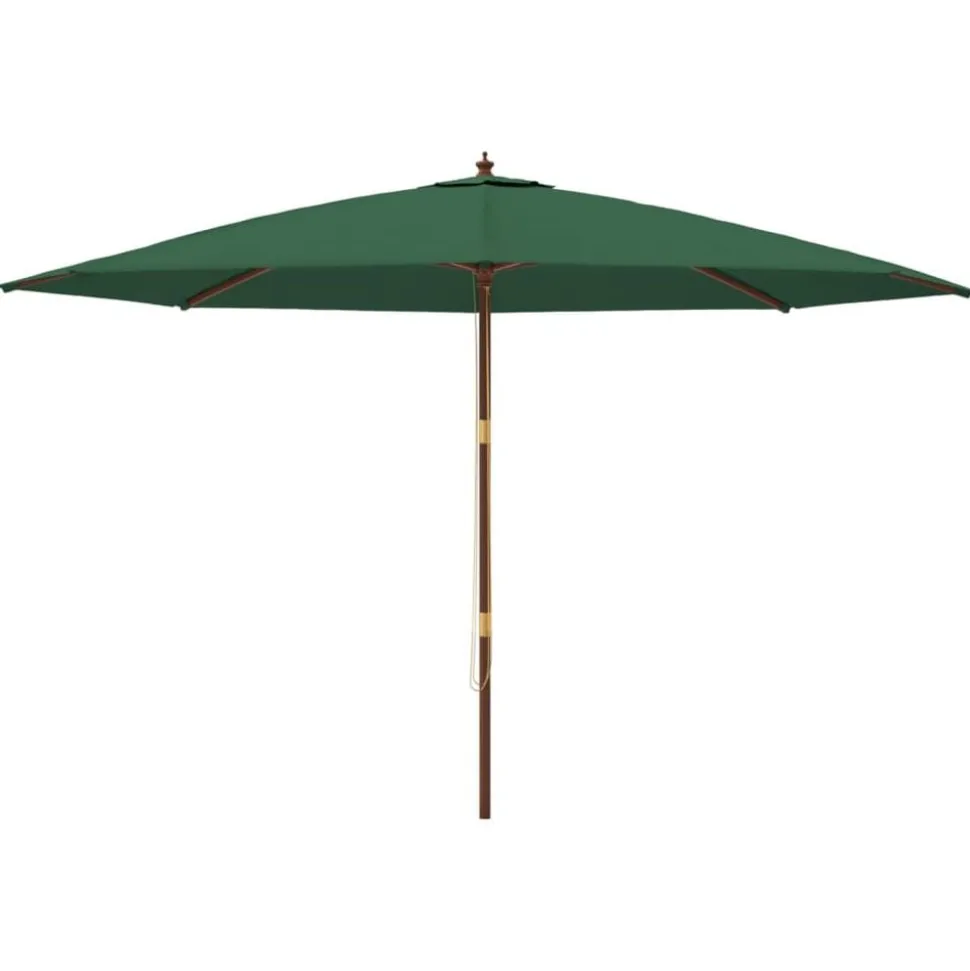 vidaXL Parasoll med trästång 400x273 cm grön