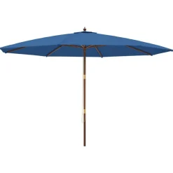 Discount vidaXL Parasoll med trästång 400x273 cm azur Blå