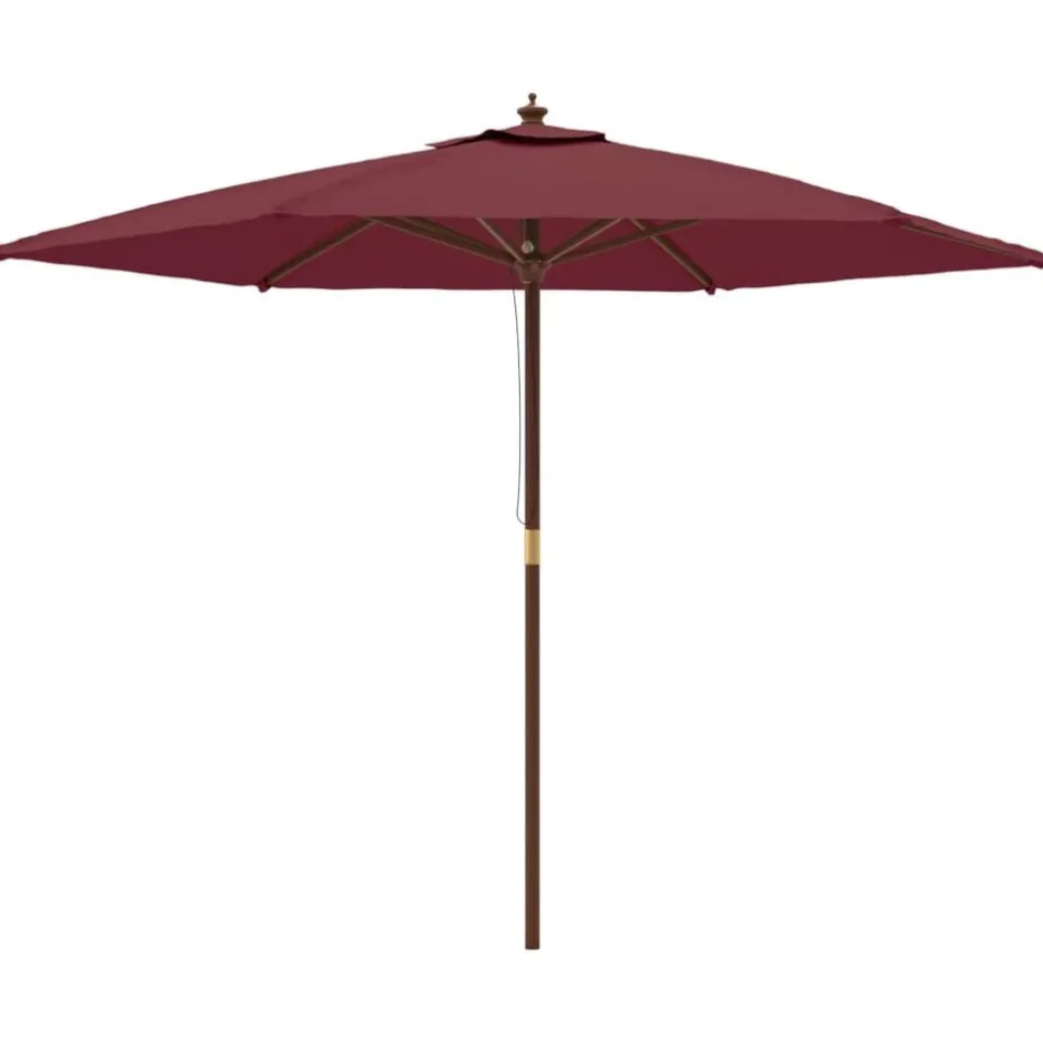 Online vidaXL Parasoll med trästång 299x240 cm vin Röd