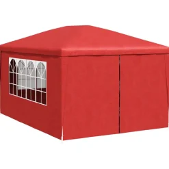 Best vidaXL Partytält 400 x 300 x 255 cm PE och stål Röd