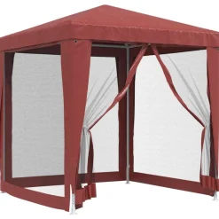 vidaXL Partytält med 4 sidoväggar i nät 2x2 m HDPE röd