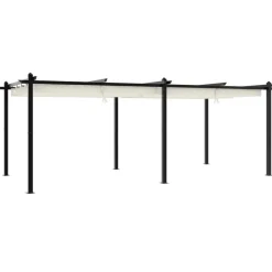 New vidaXL Paviljong med infällbart tak gräddvit 3x6 m aluminium Kräm