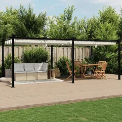 New vidaXL Paviljong med infällbart tak gräddvit 3x6 m aluminium Kräm