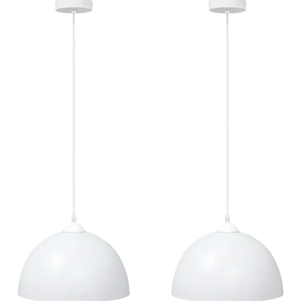 vidaXL Pendellampa 2 st höjdjusterbar E27 vit Ø 30 cm metall