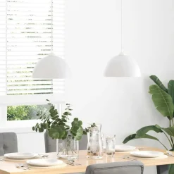 vidaXL Pendellampa 2 st höjdjusterbar E27 vit Ø 30 cm metall