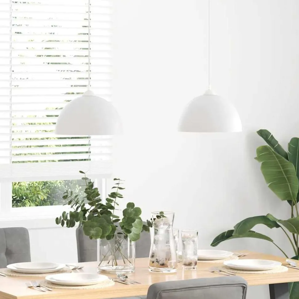vidaXL Pendellampa 2 st höjdjusterbar E27 vit Ø 30 cm metall